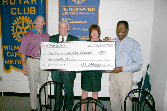 Dr. Eric McKeithan receives donation of $10,000 from Cape Fear Rotary